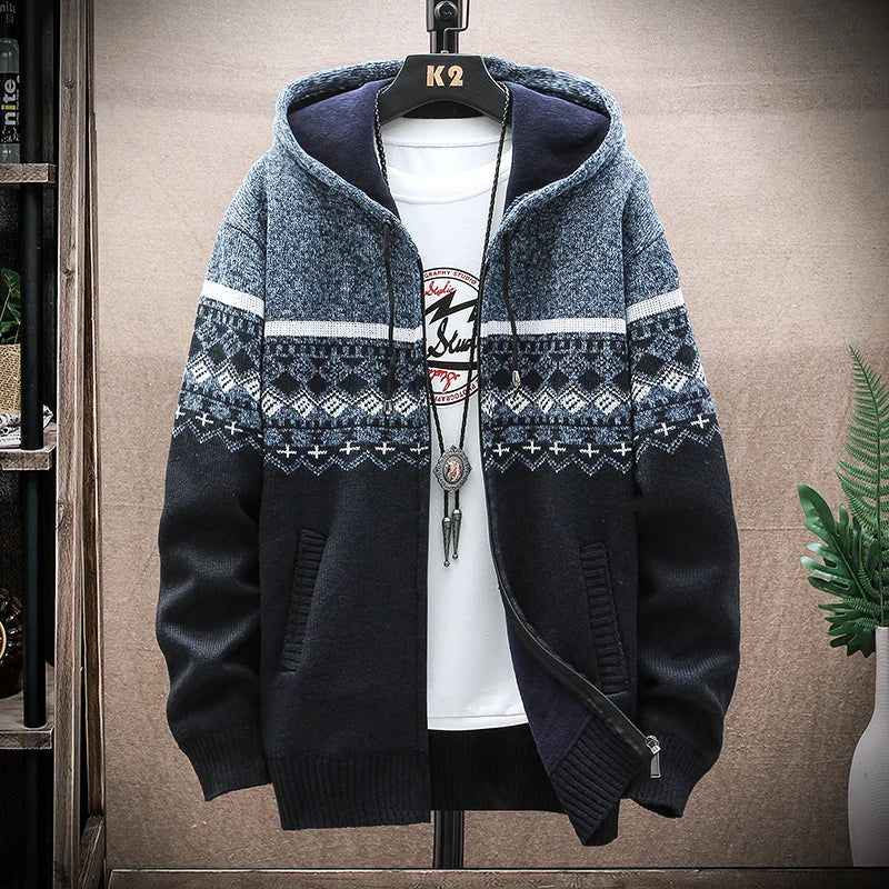 Warm Plaid Hooded Parka Coat for Men