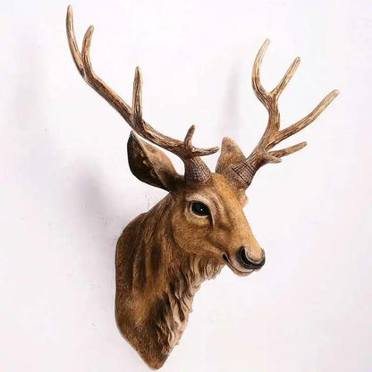 Rural Wooden Faux Deer Skull Wall Decoration For Home