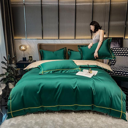 Soft Egyptian Cotton Gold Accent Bedding Set