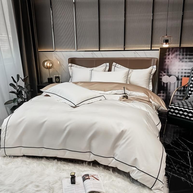 Soft Egyptian Cotton Gold Accent Bedding Set