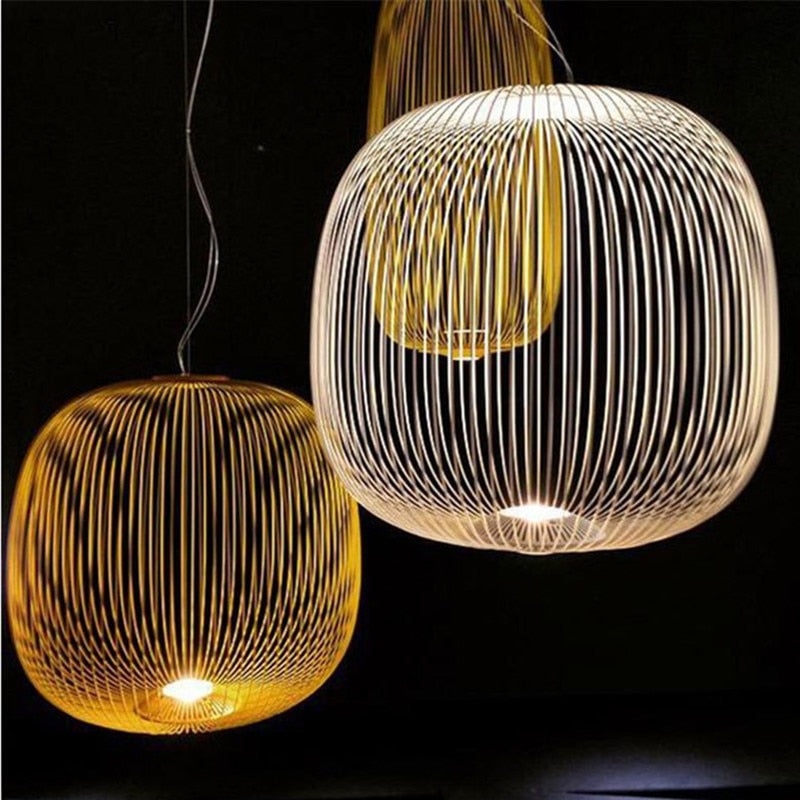 Colorful Spoke Pendant Light With Glass Shade