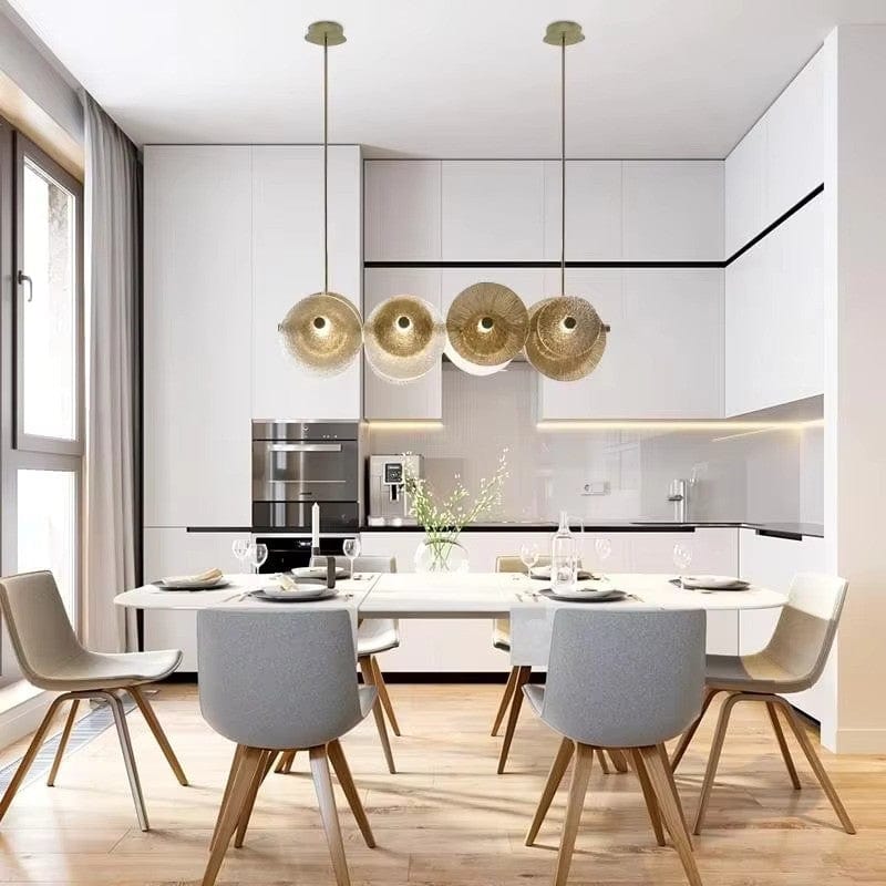 Luxury Round Glass Chandelier in Gold