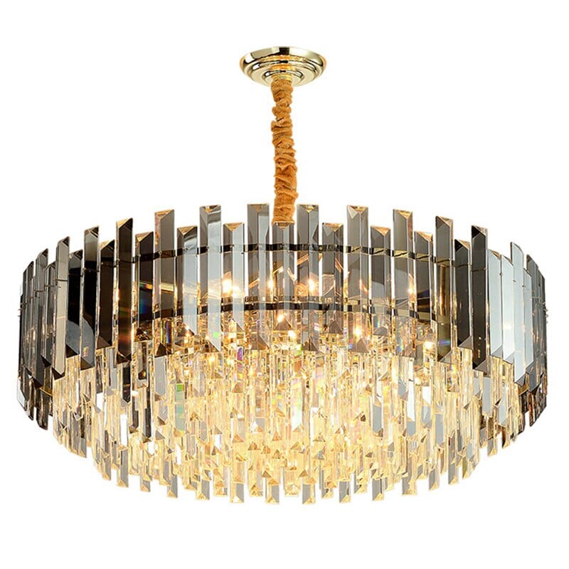 Circular Glass LED Lamp With Brass Decoration