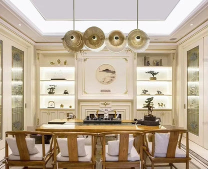 Luxury Round Glass Chandelier in Gold
