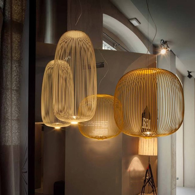 Colorful Spoke Pendant Light With Glass Shade