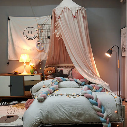 Colorful Kids Bed Canopy with Tassels in Pastel Shades