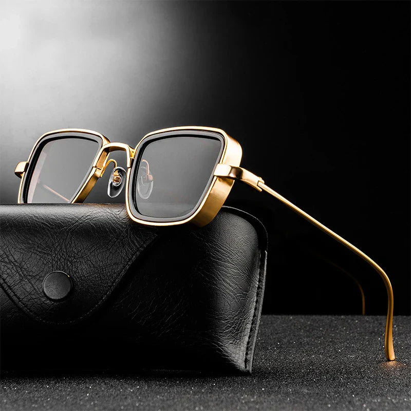 Trendy Steampunk Metal Aviator Sunglasses Polarized Lenses - Lusomart