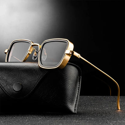 Trendy Steampunk Metal Aviator Sunglasses Polarized Lenses - Lusomart