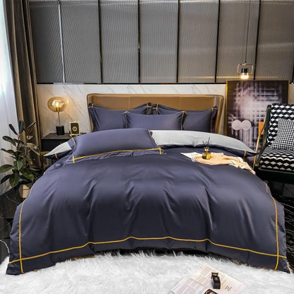Soft Egyptian Cotton Gold Accent Bedding Set