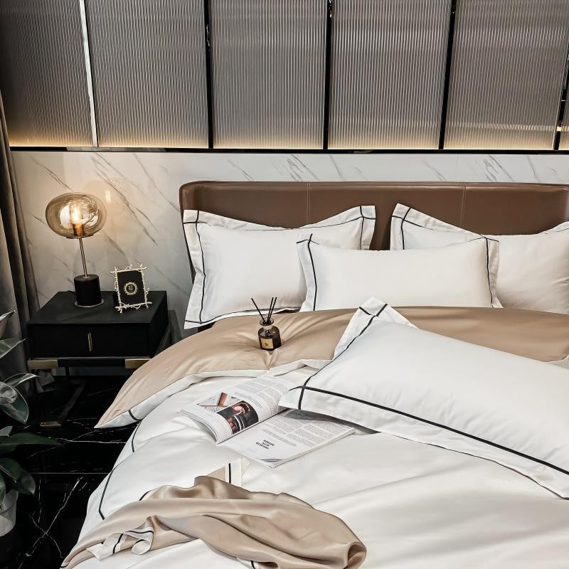 Soft Egyptian Cotton Gold Accent Bedding Set