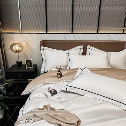 Soft Egyptian Cotton Gold Accent Bedding Set