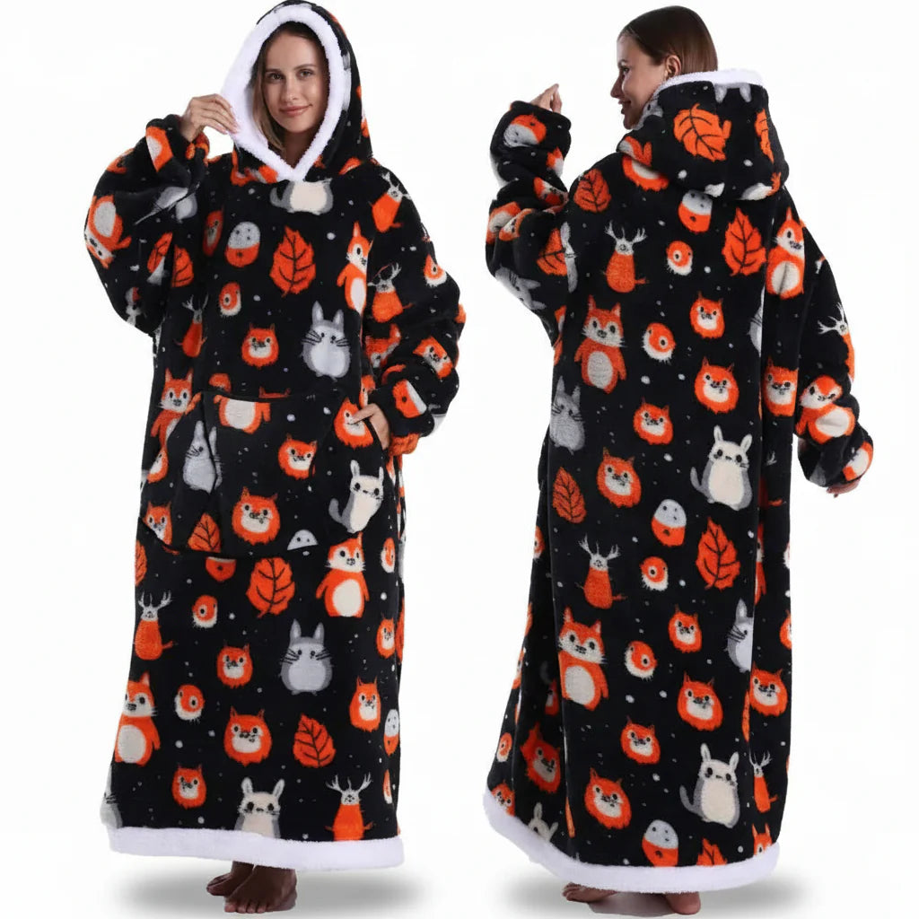 Cozy Fleece Halloween Hooded Blanket Sweatshirt