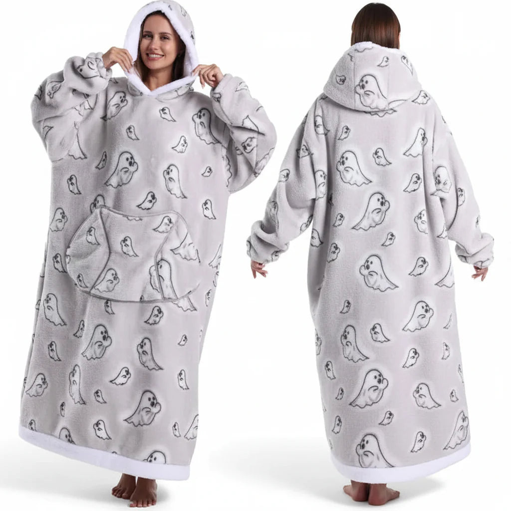 Cozy Fleece Halloween Hooded Blanket Sweatshirt