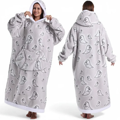 Cozy Fleece Halloween Hooded Blanket Sweatshirt