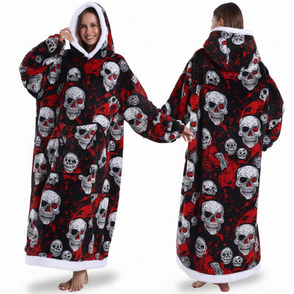 Cozy Fleece Halloween Hooded Blanket Sweatshirt