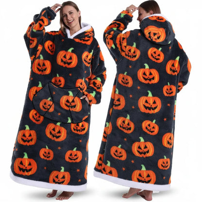 Cozy Fleece Halloween Hooded Blanket Sweatshirt
