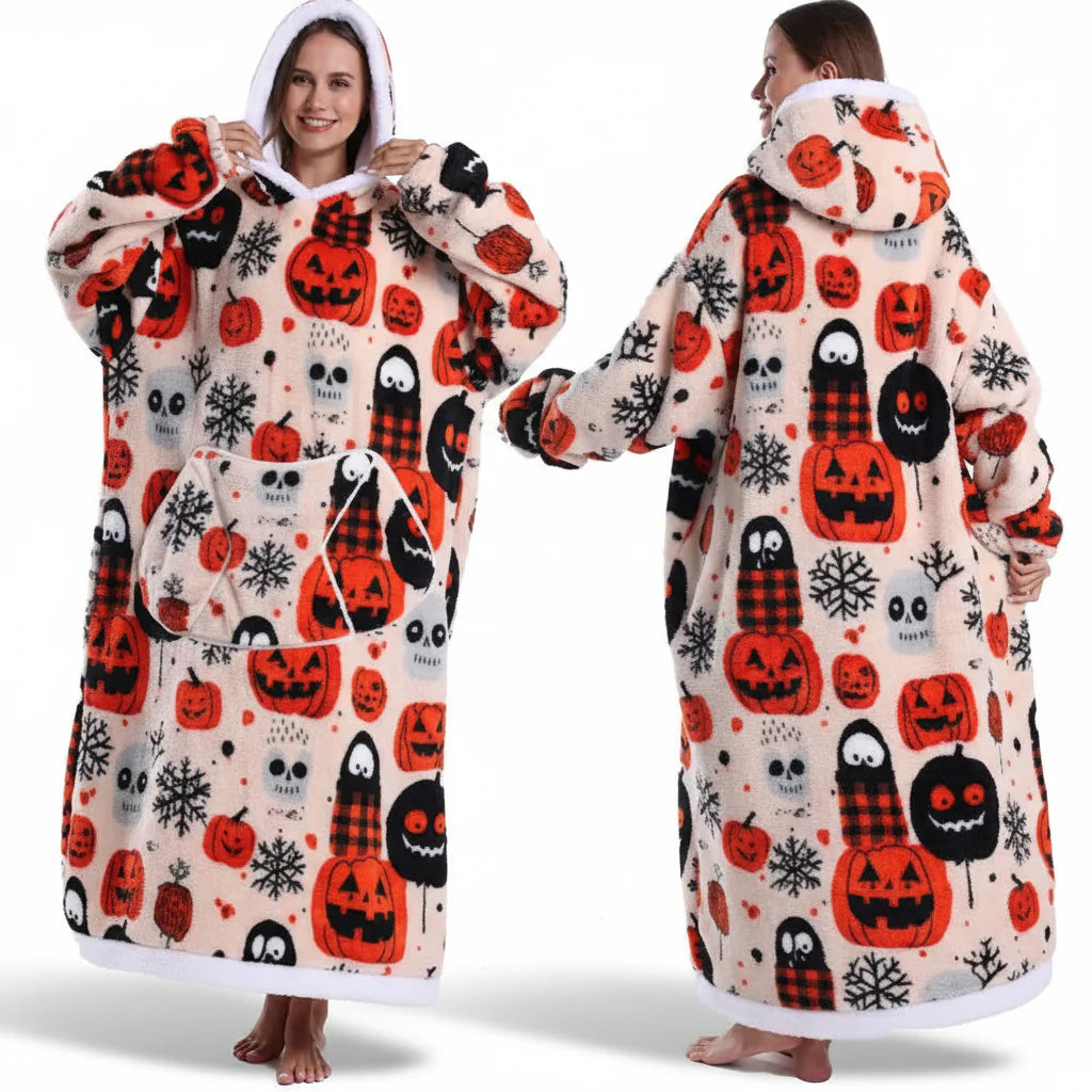 Cozy Fleece Halloween Hooded Blanket Sweatshirt