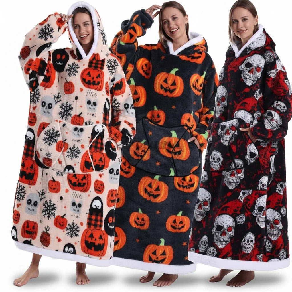 Cozy Fleece Halloween Hooded Blanket Sweatshirt