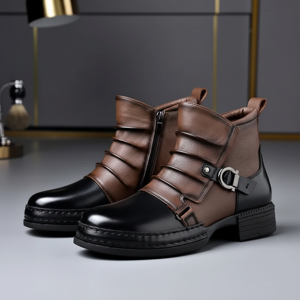 Men's Leather Ankle Boots Side Zip Smart Boots