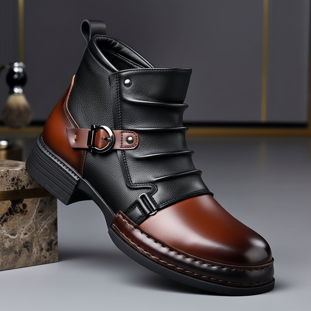 Men's Leather Ankle Boots Side Zip Smart Boots