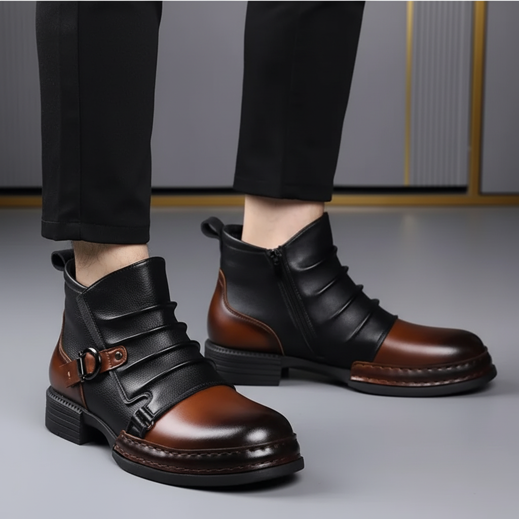 Men's Leather Ankle Boots Side Zip Smart Boots