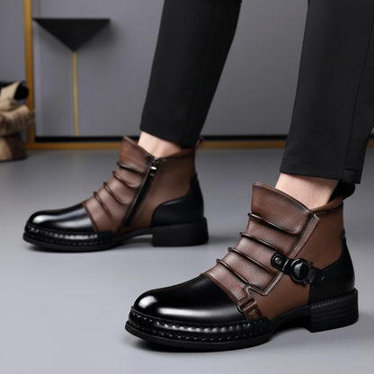 Men's Leather Ankle Boots Side Zip Smart Boots