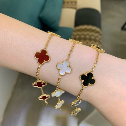Delicate Flower Charm Bracelet 14K Gold Plated Stainless Steel