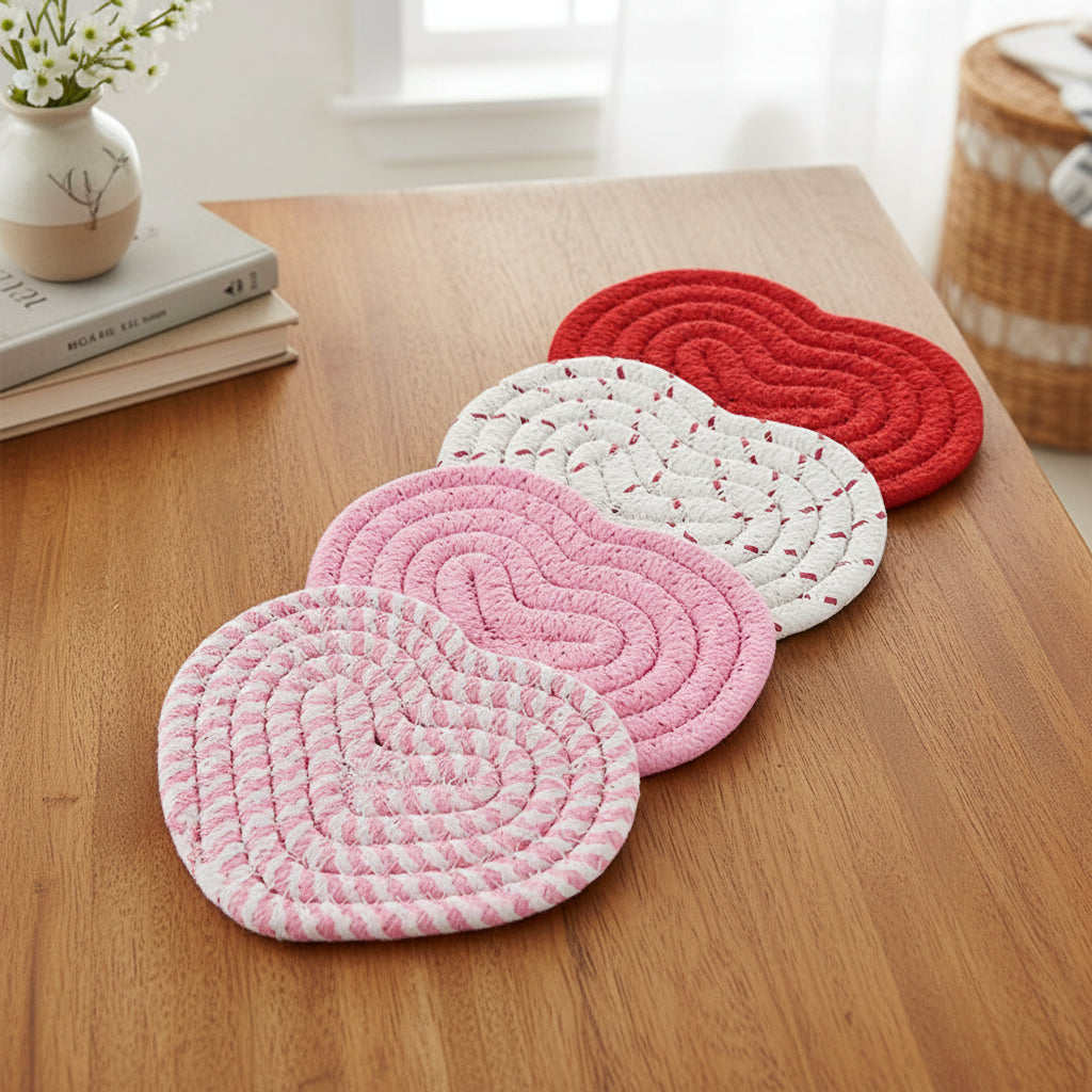 Round Protective Table Mats Heart Shape Coasters - Lusomart