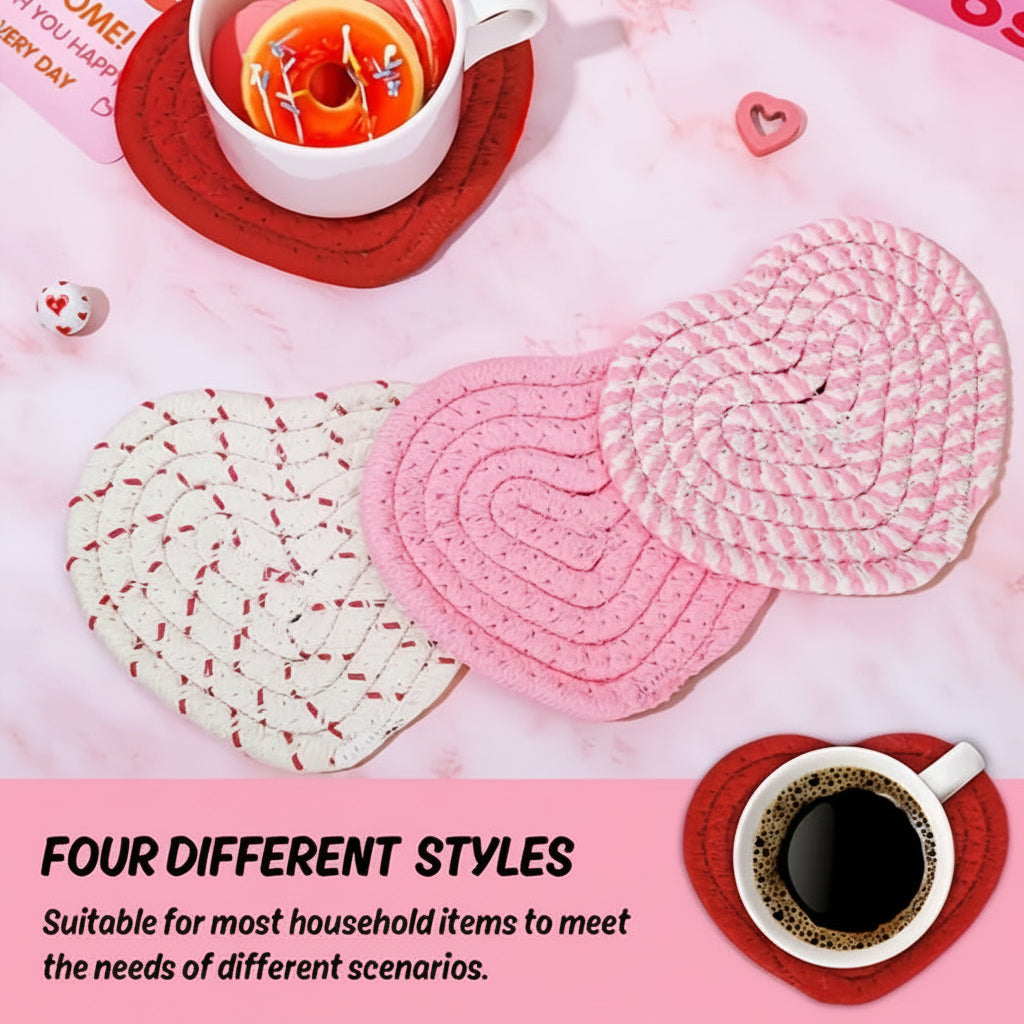 Round Protective Table Mats Heart Shape Coasters
