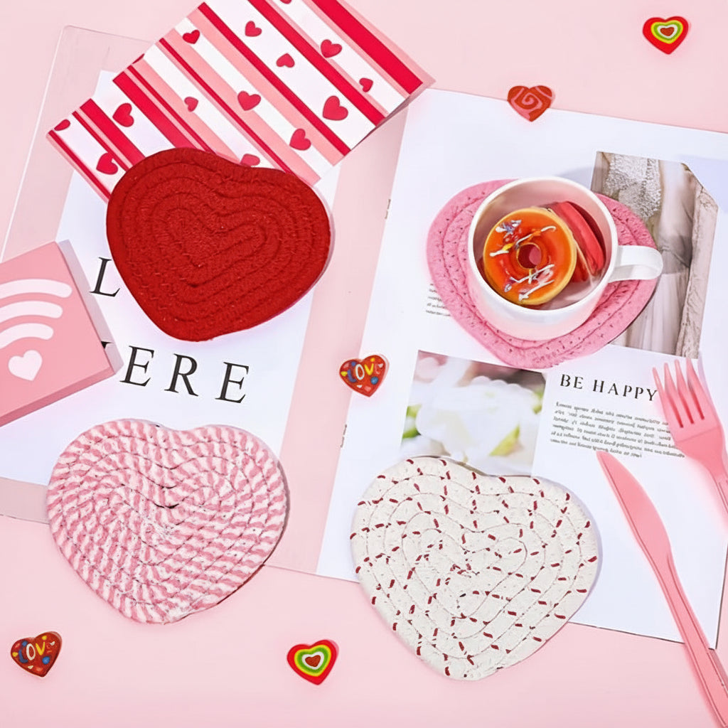 Round Protective Table Mats Heart Shape Coasters