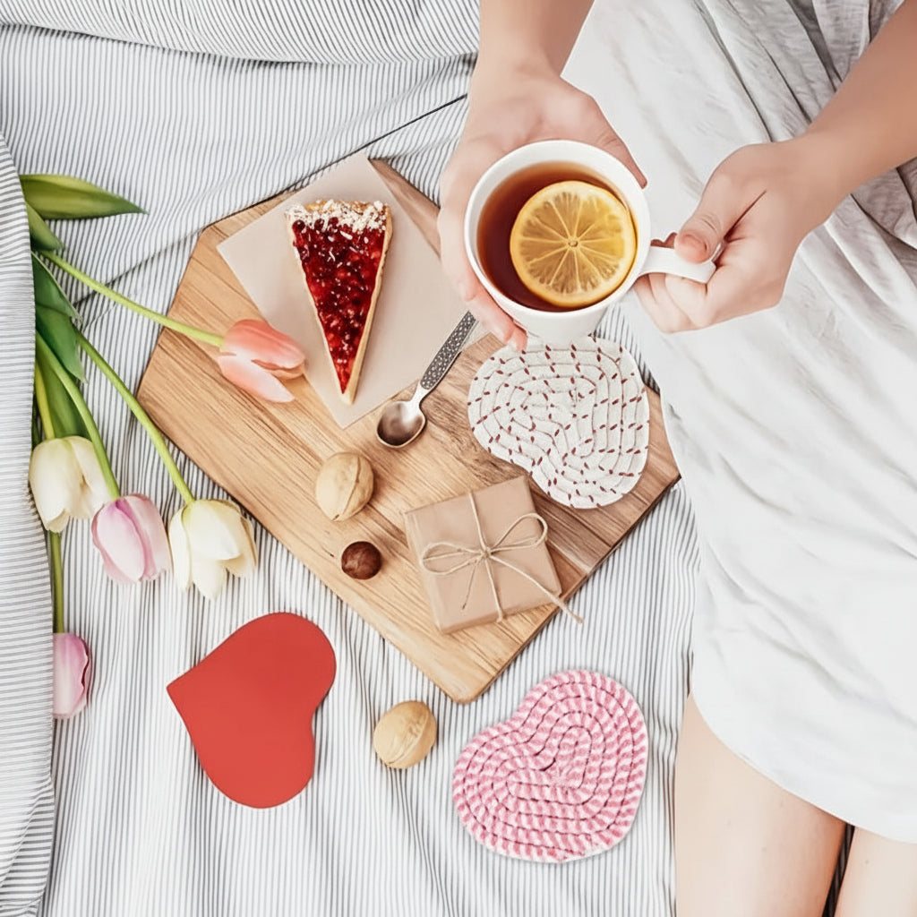Round Protective Table Mats Heart Shape Coasters