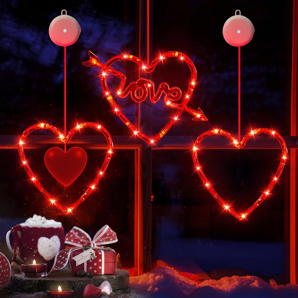 Lovely Heart Shaped LED Window Lights