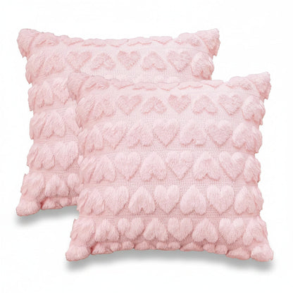 Lovely Heart Print Pink Cushion Covers