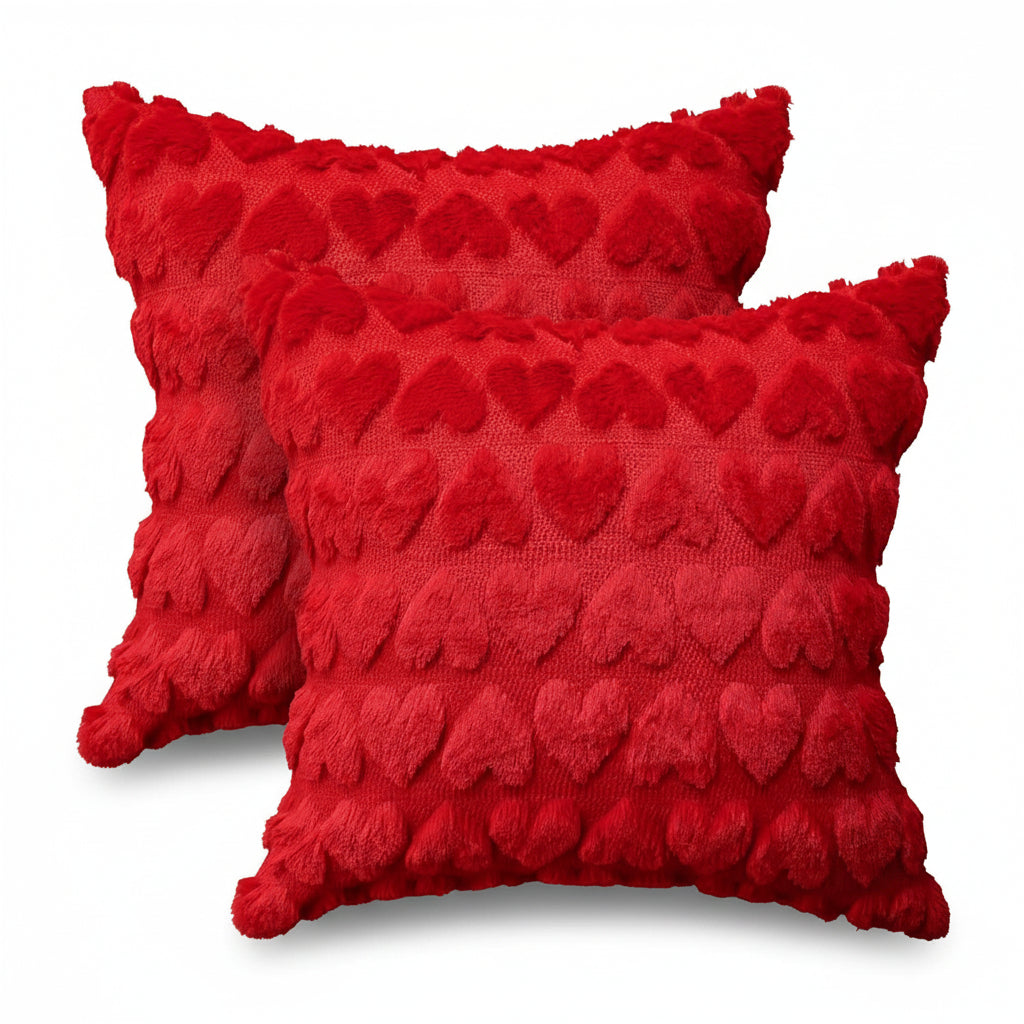 Lovely Heart Print Pink Cushion Covers