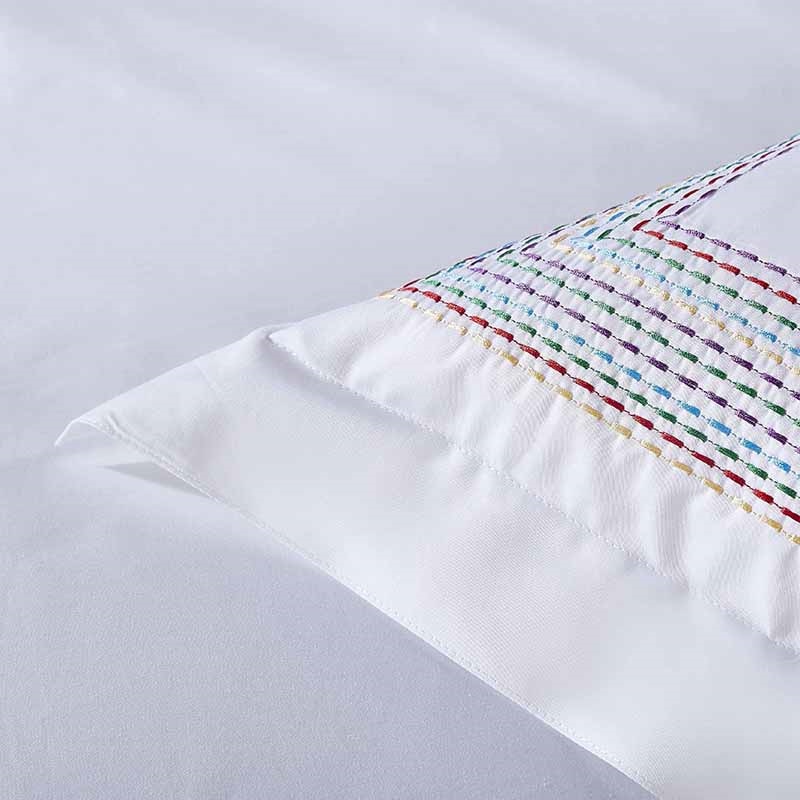 Colorful Stitched Cotton Bedroom Sheet Set
