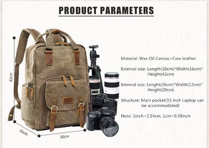 Waterproof Canvas Travel Camera Bag