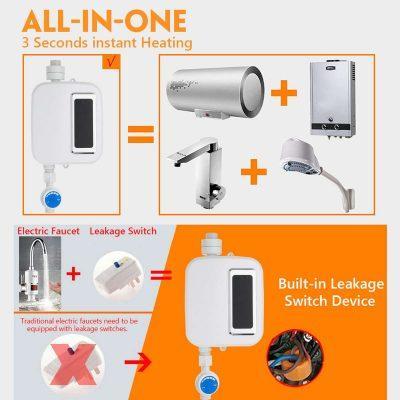 Compact Instant Hot Water Heater 3500W Adjustable Temp