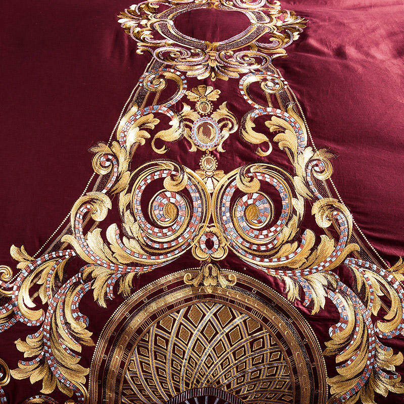 Luxurious Red Embroidered Cotton Bed Set