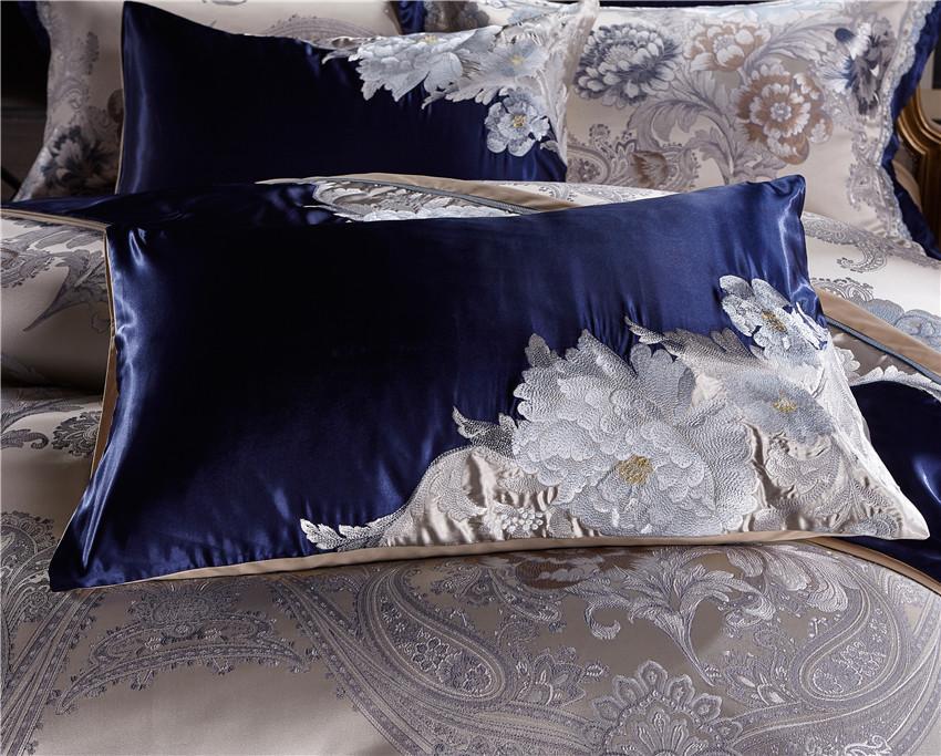 Luxurious Floral Pattern Blue Bedding Set