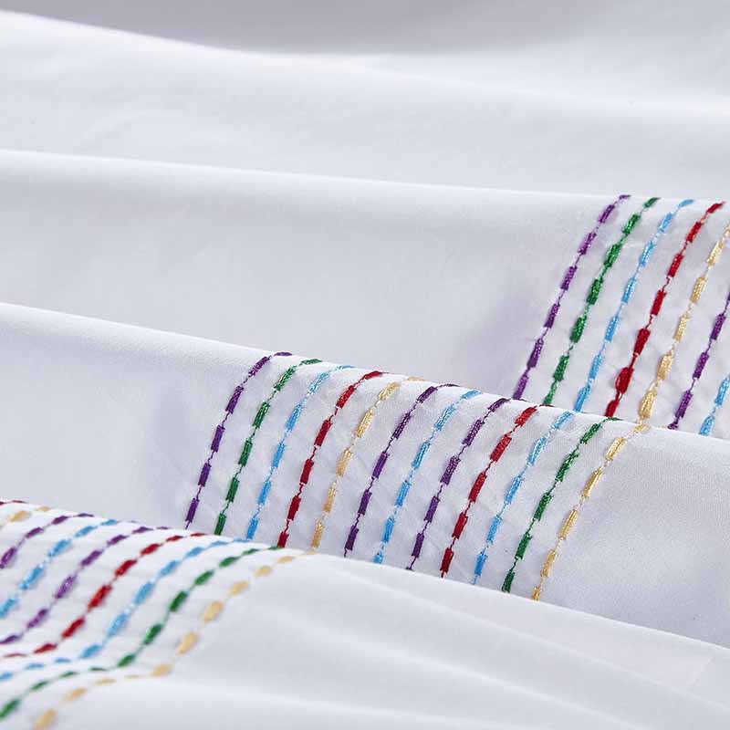 Colorful Stitched Cotton Bedroom Sheet Set