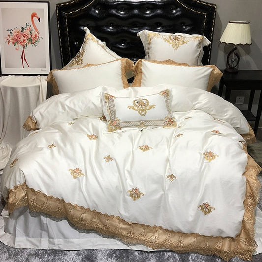 Luxurious Gold Thread Egyptian Cotton Bed Set - Lusomart