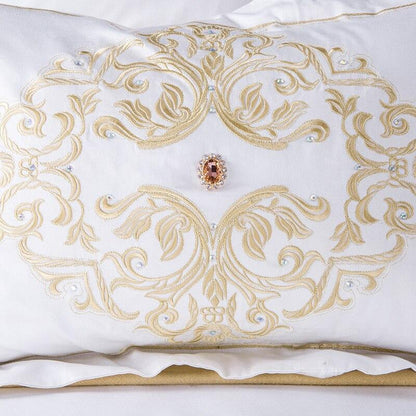 Classic Embroidered White Cotton Bed Sheet Set