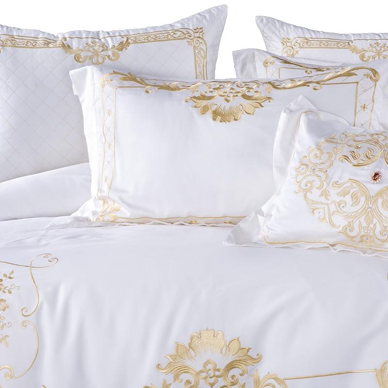 Classic Embroidered White Cotton Bed Sheet Set