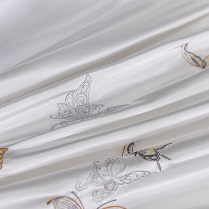 Luxurious White and Silver Floral Bedding Set