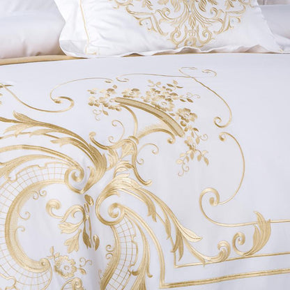Classic Embroidered White Cotton Bed Sheet Set