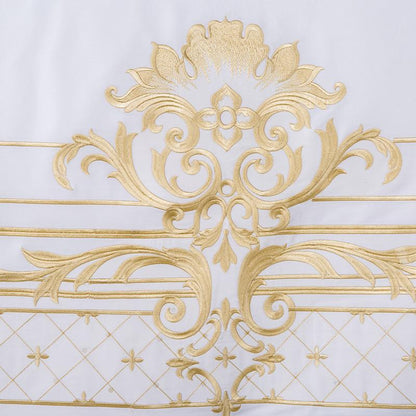 Classic Embroidered White Cotton Bed Sheet Set