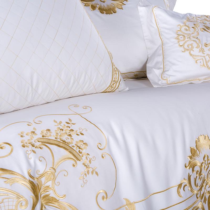 Classic Embroidered White Cotton Bed Sheet Set