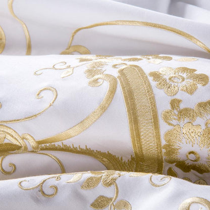 Classic Embroidered White Cotton Bed Sheet Set