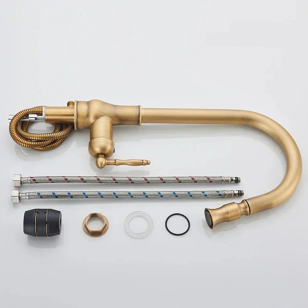 Classic Bronze Rotating Kitchen Faucet With Dark Finish