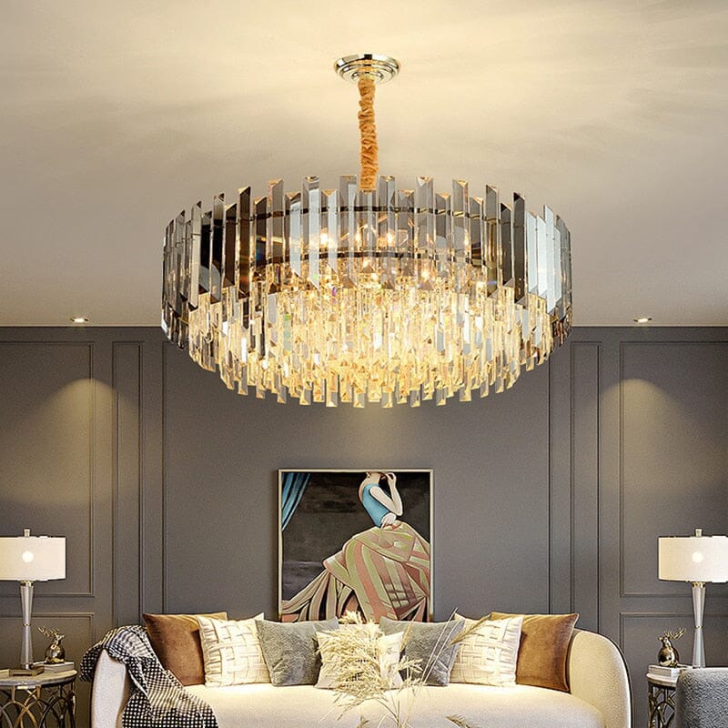 Circular Glass LED Lamp With Brass Decoration - Lusomart
